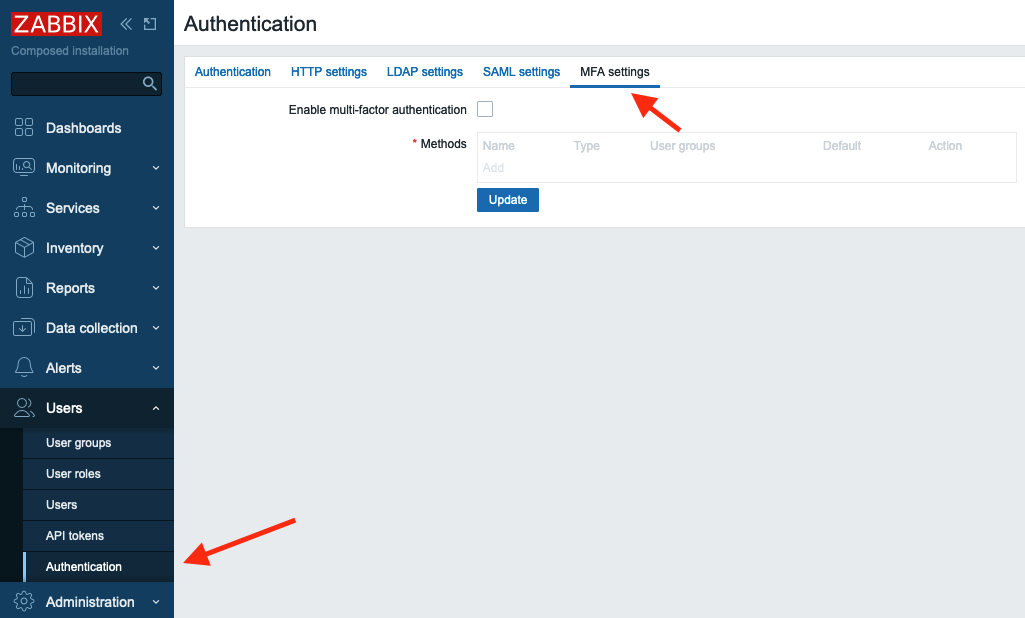 MFA Settings initial