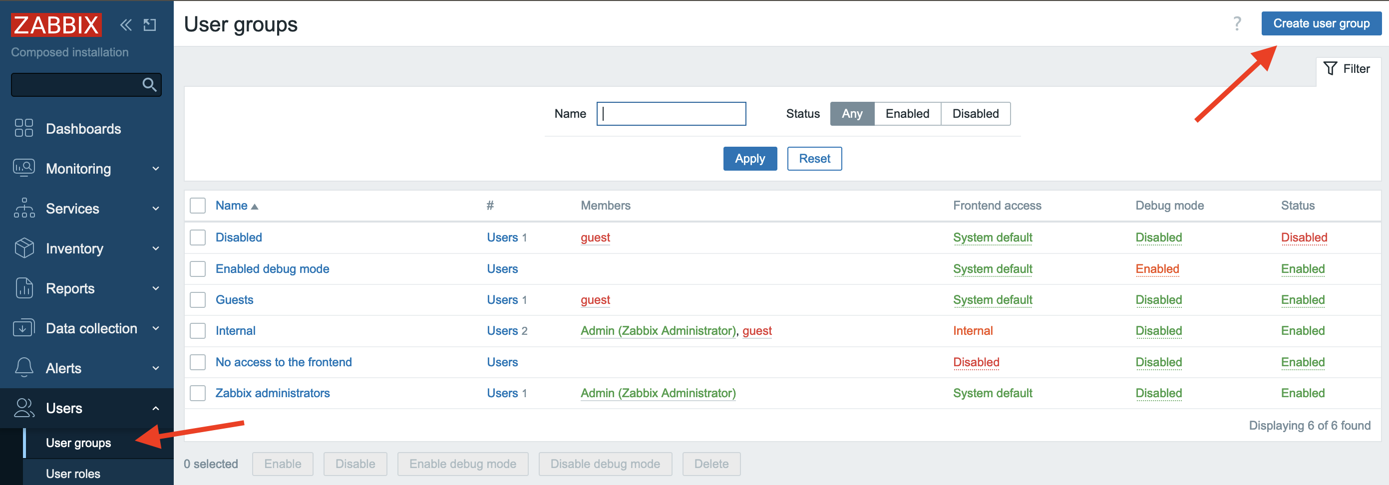 MFA list of user groups