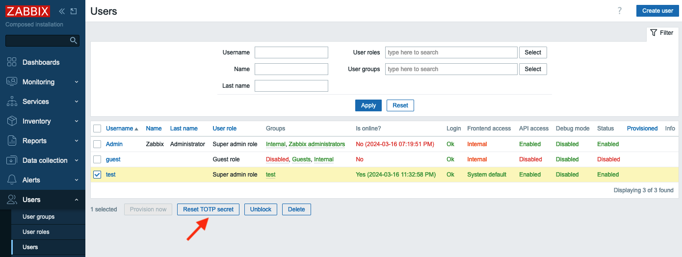 MFA TOTP reset password