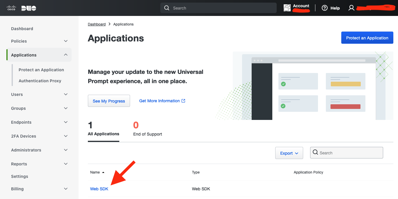 MFA DUO applications list