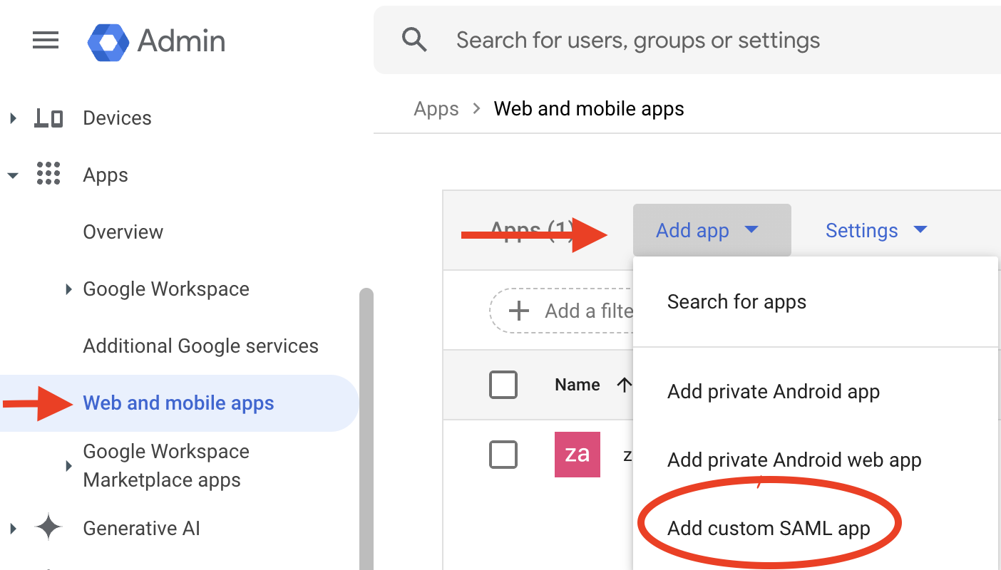 Add google app