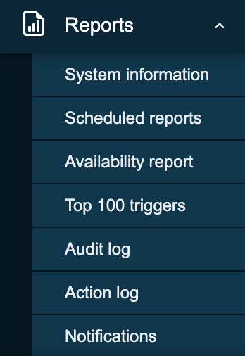 Reports menu