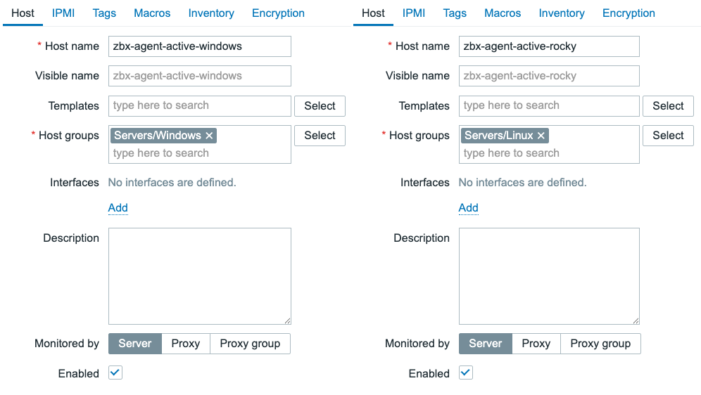 Zabbix Agent active hosts in Zabbix