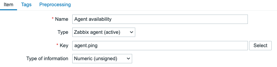 Zabbix Agent active item