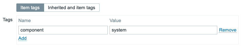 Zabbix Agent active item tag