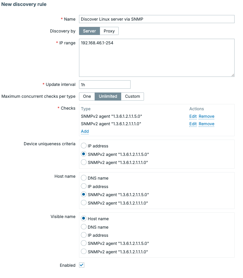 Creating a network discovery rule