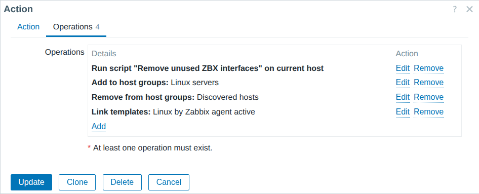 Operations of Zabbix agent autoregistration